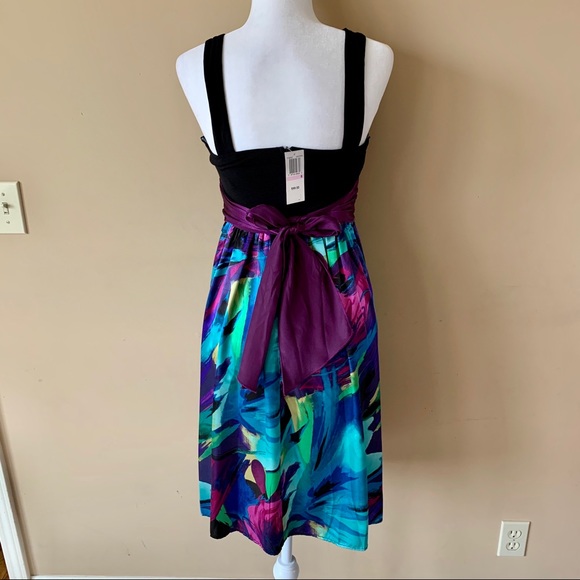 NWT New Intrigue size 6 Black Purple Dress - Picture 3 of 5